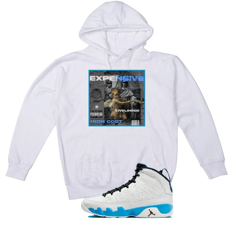 Air Jordan 9 “Powder Blue” | illcurrency White T-Shirt (EXPENSIVE LIVELIHOOD) - Image 3