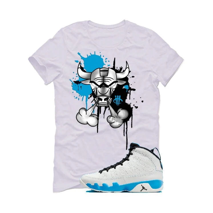 Air Jordan 9 “Powder Blue” | illcurrency White T-Shirt (Iron Bull) - Image 2