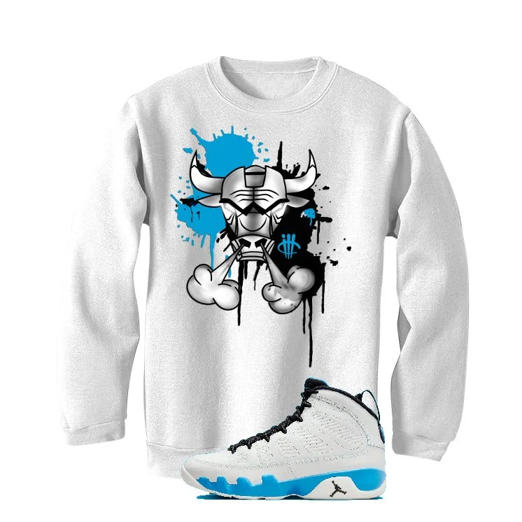 Air Jordan 9 “Powder Blue” | illcurrency White T-Shirt (Iron Bull) - Image 4