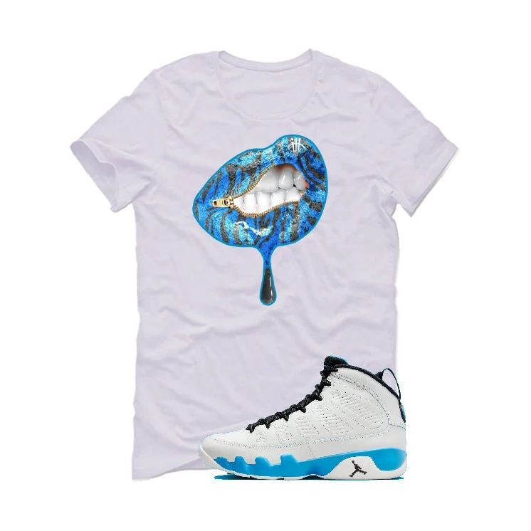 Air Jordan 9 “Powder Blue” | illcurrency White T-Shirt (LIPS UNSEALED) - Image 2