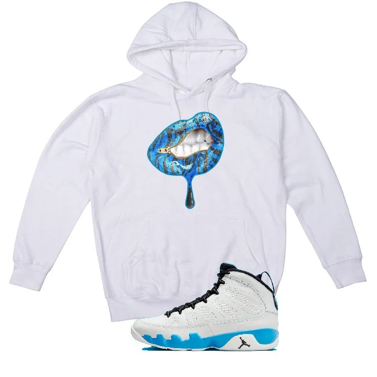 Air Jordan 9 “Powder Blue” | illcurrency White T-Shirt (LIPS UNSEALED) - Image 3