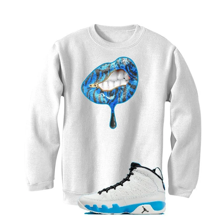 Air Jordan 9 “Powder Blue” | illcurrency White T-Shirt (LIPS UNSEALED) - Image 4