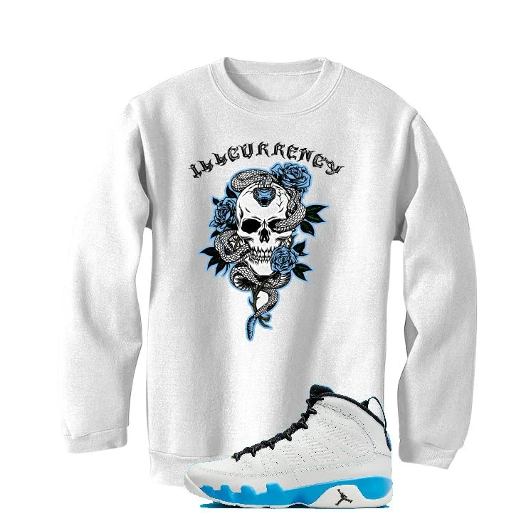 Air Jordan 9 “Powder Blue” | illcurrency White T-Shirt (Skeleton Rose) - Image 4