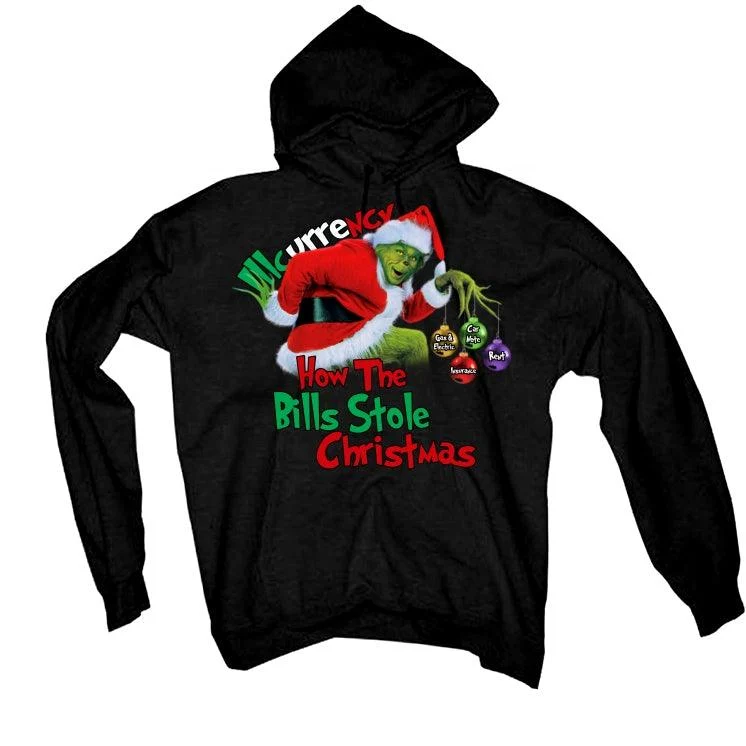 CHRISTMAS UGLY SWEATERS Black T-Shirt (How the bills stole christmas) - Image 3