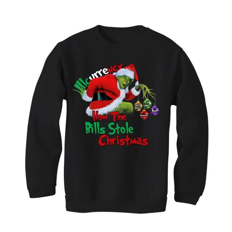 CHRISTMAS UGLY SWEATERS Black T-Shirt (How the bills stole christmas) - Image 4
