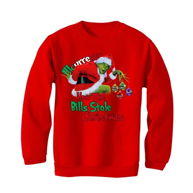 CHRISTMAS UGLY SWEATERS Red T-Shirt (How the bills stole christmas) - Image 4
