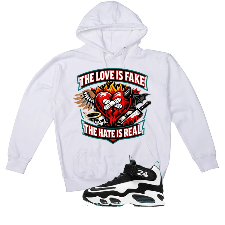 Nike Air Griffey Max 1 Freshwater Matching T-Shirt, Sweatshirts, & Hoodies White T-Shirt (The Love is fake)| illcurrency - Image 3