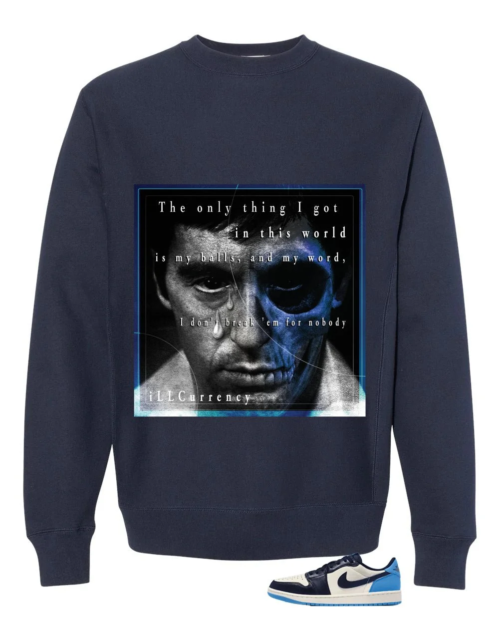 Nike Air Jordan 1 Low OG Obsidian Navy Blue T-Shirt (Pacino)| illcurrency - Image 4