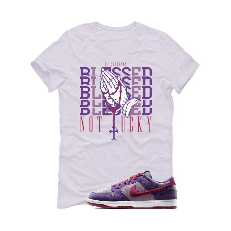 Nike Dunk Low “Plum” | illcurrency White T-Shirt (Blessed not lucky) - Image 2