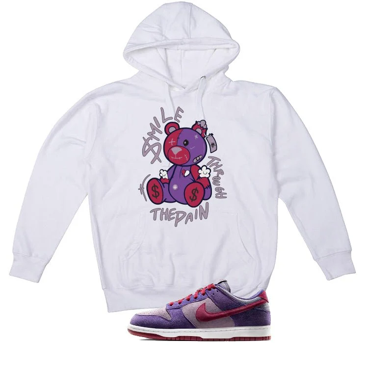 Nike Dunk Low “Plum” | illcurrency White T-Shirt (SMILE THROUGH THE PAIN) - Image 3