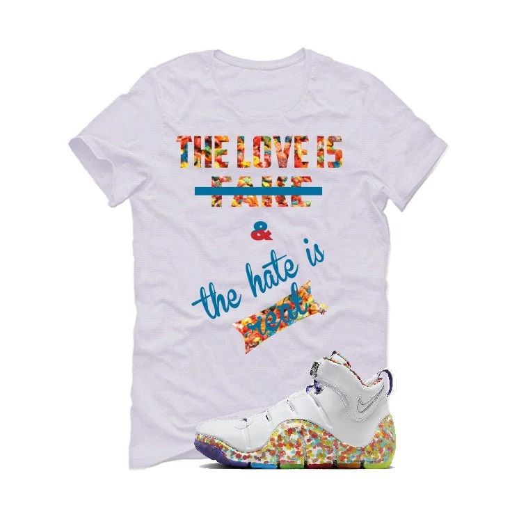 Nike LeBron 4 "Fruity Pebbles" | illcurrency White T-Shirt (Love is Fake) - Image 2