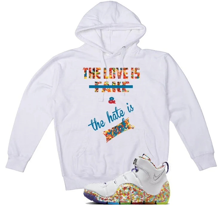 Nike LeBron 4 "Fruity Pebbles" | illcurrency White T-Shirt (Love is Fake) - Image 3