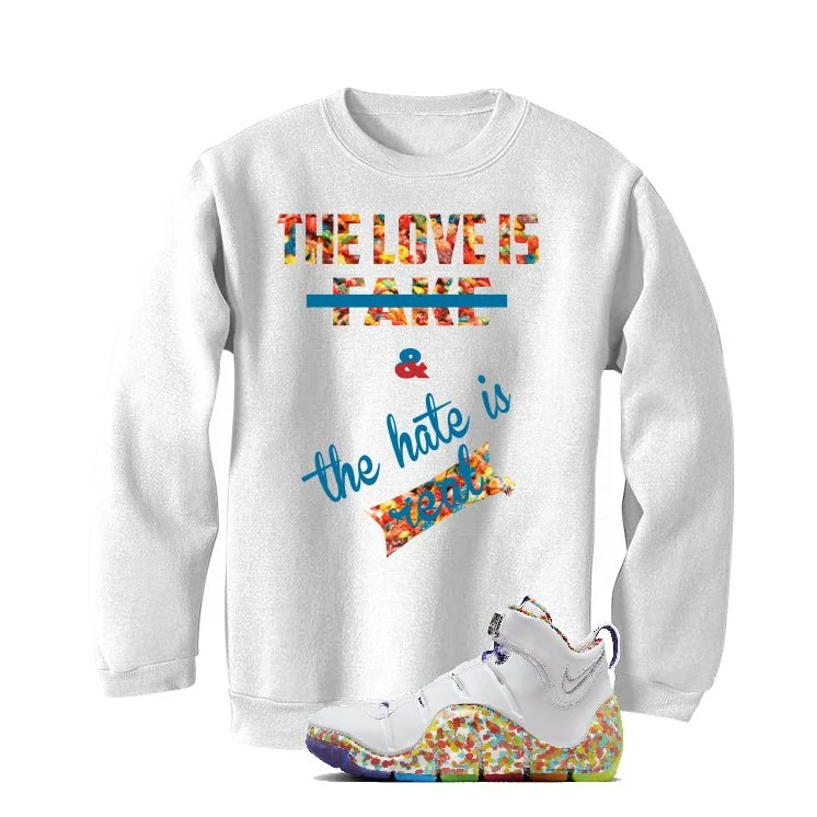 Nike LeBron 4 "Fruity Pebbles" | illcurrency White T-Shirt (Love is Fake) - Image 4