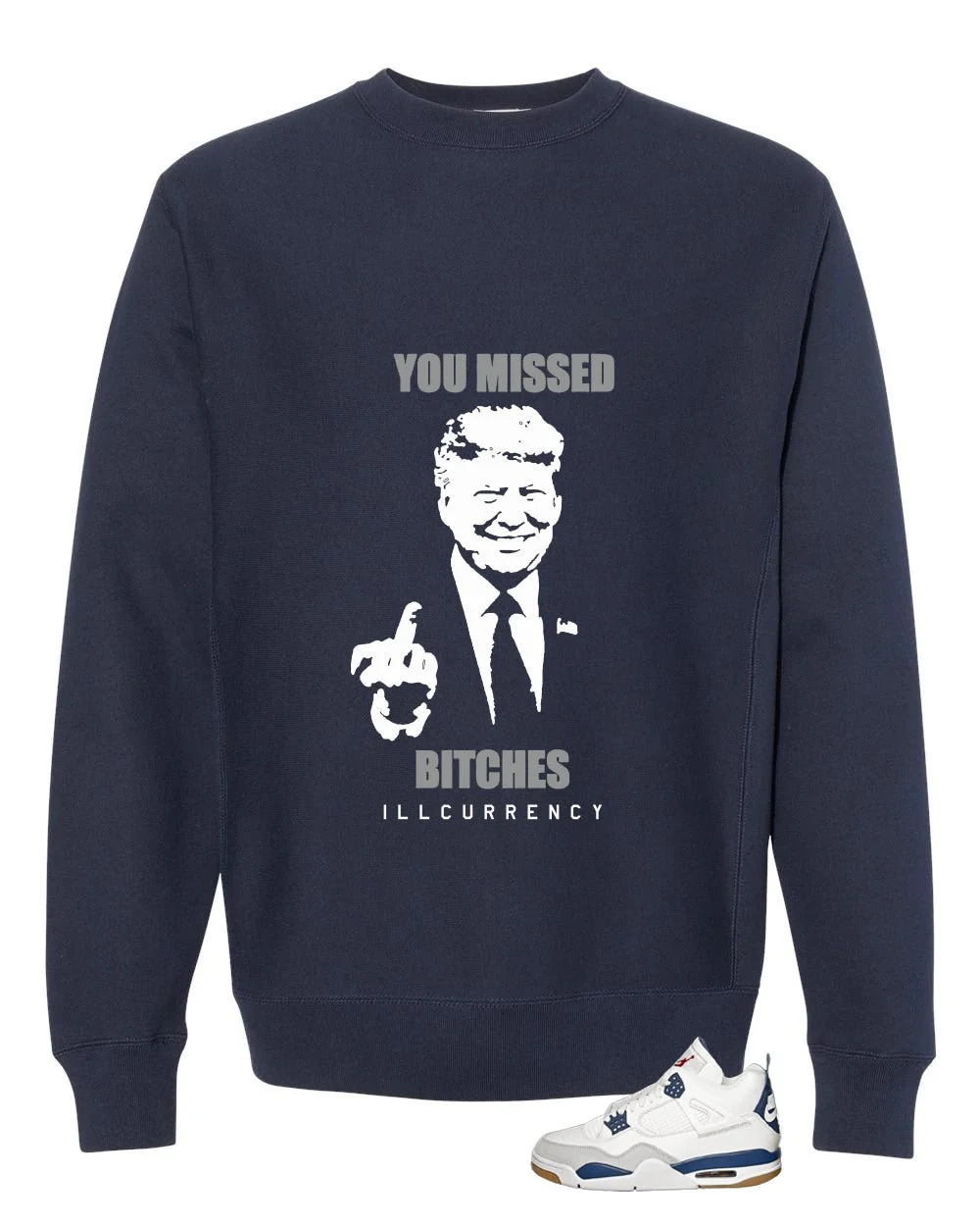 Nike SB x Air Jordan 4 Navy Navy Blue T-Shirt (Trump you missed)| illcurrency - Image 4