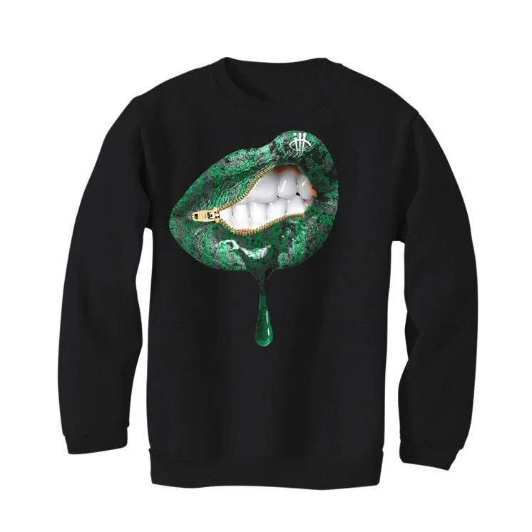 Nike SB x Air Jordan 4 “Pine Green” | illcurrency Black T-Shirt (LIP UNSEALED) - Image 4