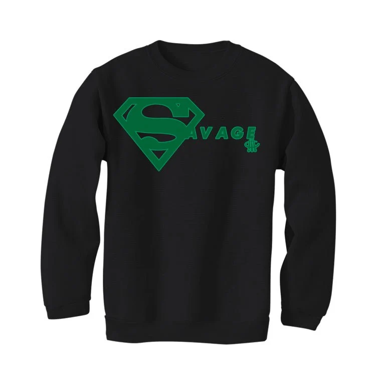 Nike SB x Air Jordan 4 “Pine Green” | illcurrency Black T-Shirt (SUPER SAVAGE) - Image 4