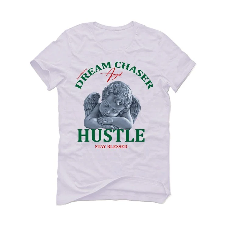 Nike SB x Air Jordan 4 “Pine Green” | illcurrency White T-Shirt (Dream Chaser Angel) - Image 2