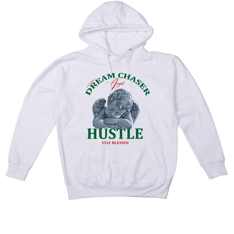 Nike SB x Air Jordan 4 “Pine Green” | illcurrency White T-Shirt (Dream Chaser Angel) - Image 3