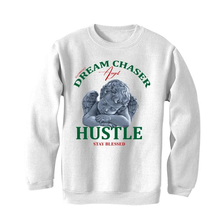 Nike SB x Air Jordan 4 “Pine Green” | illcurrency White T-Shirt (Dream Chaser Angel) - Image 4