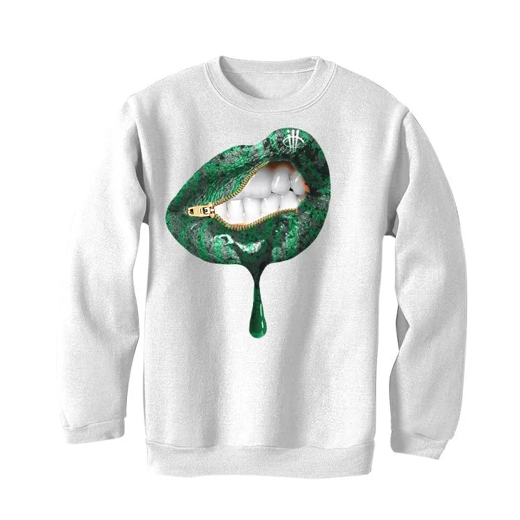 Nike SB x Air Jordan 4 “Pine Green” | illcurrency White T-Shirt (LIP UNSEALED) - Image 4