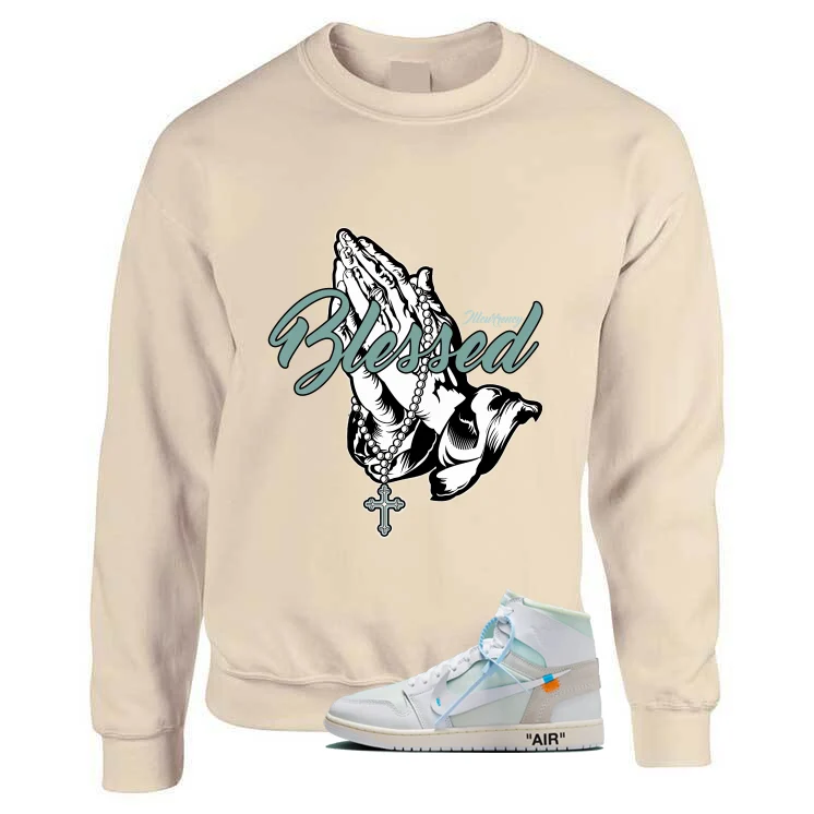 Off-White x Air Jordan 1 High OG Alaska Matching T-Shirt, Sweatshirts & Hoodies Tan T-Shirt (Blessed)| illcurrency - Image 3