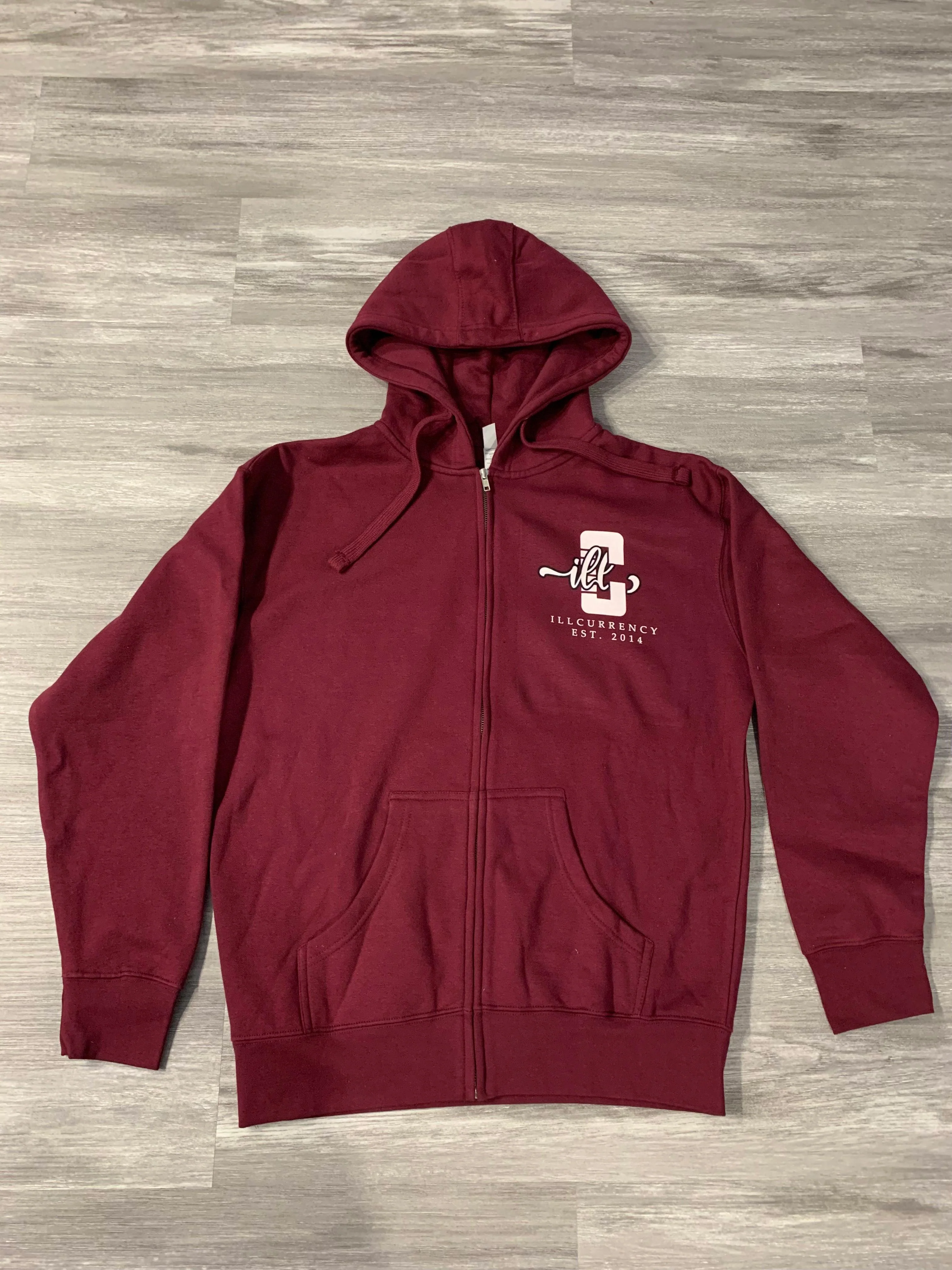 Official illCurrency Sportswear Full Zip Hoodie/Sweatpants Outfit Burgundy - Image 2