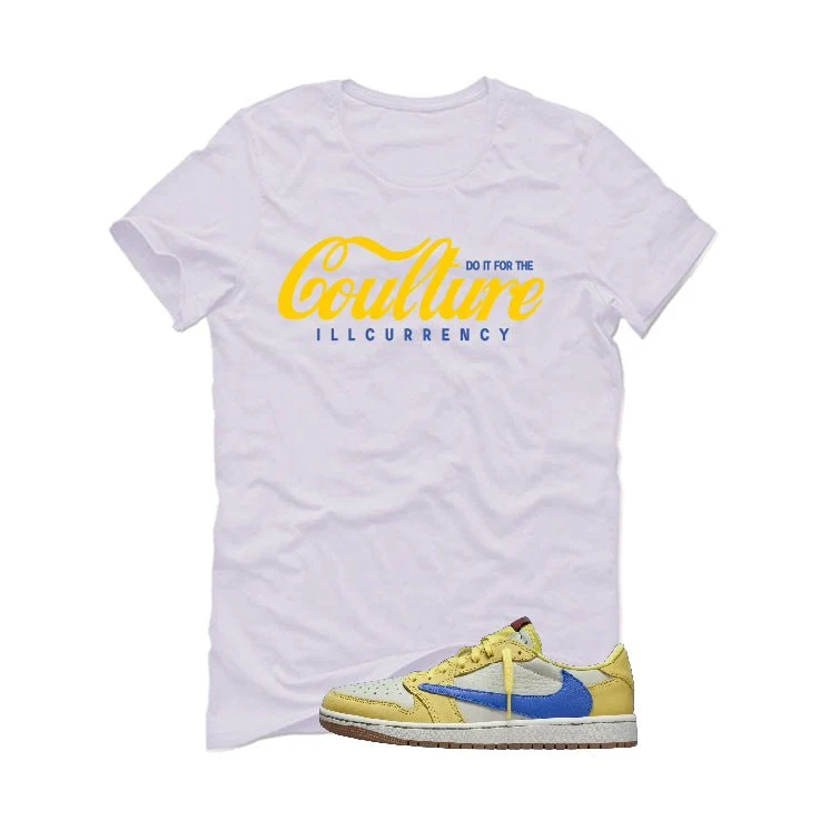 Travis Scott x Air Jordan 1 Low OG “Canary” | illcurrency White T-Shirt (Coulture) - Image 2