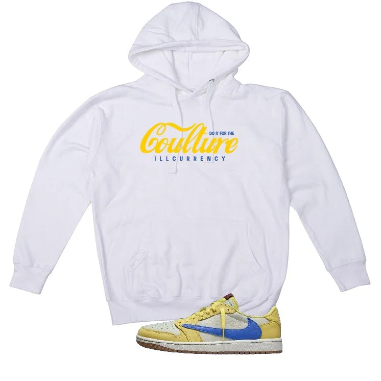 Travis Scott x Air Jordan 1 Low OG “Canary” | illcurrency White T-Shirt (Coulture) - Image 3