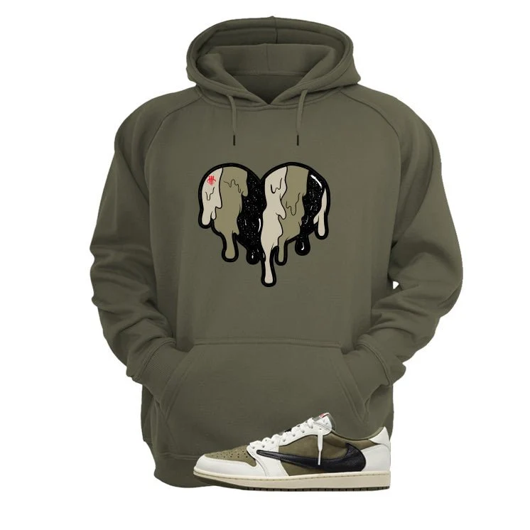 Travis Scott x Air Jordan 1 Low OG | illcurrency Military Green T-Shirt (Heart) - Image 3
