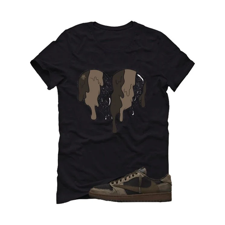 Travis Scott x Air Jordan 1 Low OG Velvet Brown Black T-Shirt (Heart)| illcurrency - Image 2